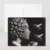 Surrealistische Bloem Hoofd Vrouw en Bijen Briefkaart (Voorkant / Achterkant)