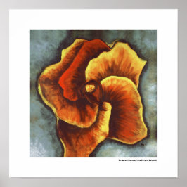 Surrealistische bloem sinaasappel hand bloemblad d poster