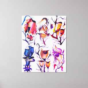 Surrealistische bloemenabstractie – Bold Color Blo Canvas Afdruk