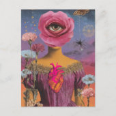Surrealistische bloemendame collage briefkaart (Voorkant)