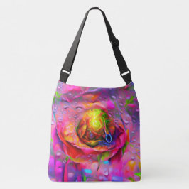 Surrealistische bloemenkunst crossbody tas