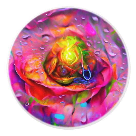 Surrealistische bloemenkunst keramische knop (Voorkant)