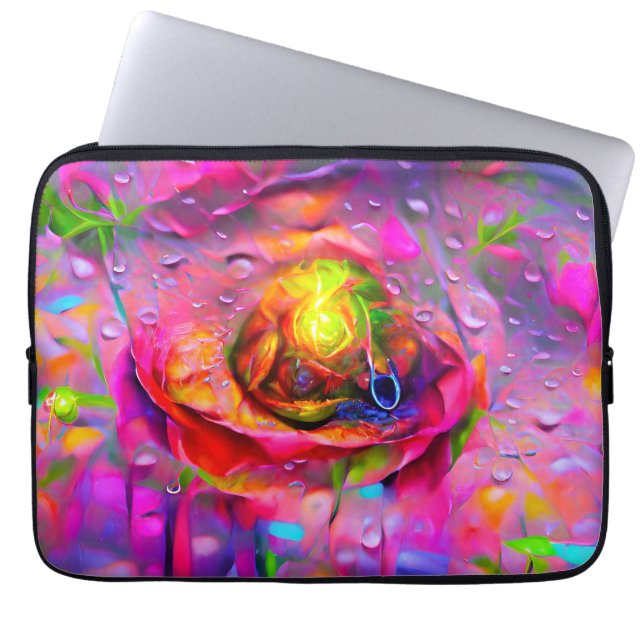 Surrealistische bloemenkunst laptop sleeve (Voorkant)
