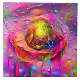 Surrealistische bloemenkunst tegeltje