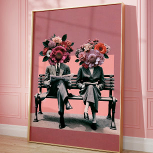 SURREALISTISCHE BLoemige Portret Muur Kunst Vintag Poster