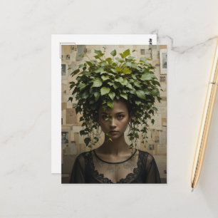 Surrealistische Bloempot Vrouw Briefkaart