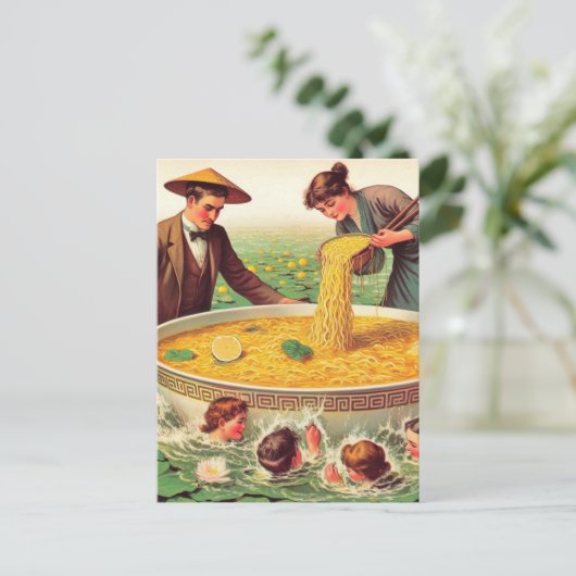 Surrealistische Bowl of Noodles Pool in de vijver Briefkaart (Staand voorkant)