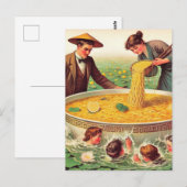 Surrealistische Bowl of Noodles Pool in de vijver Briefkaart (Voorkant / Achterkant)