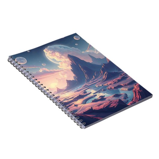 Surrealistische buitenaardse landschap magische we notitieboek (Rechterzijde)