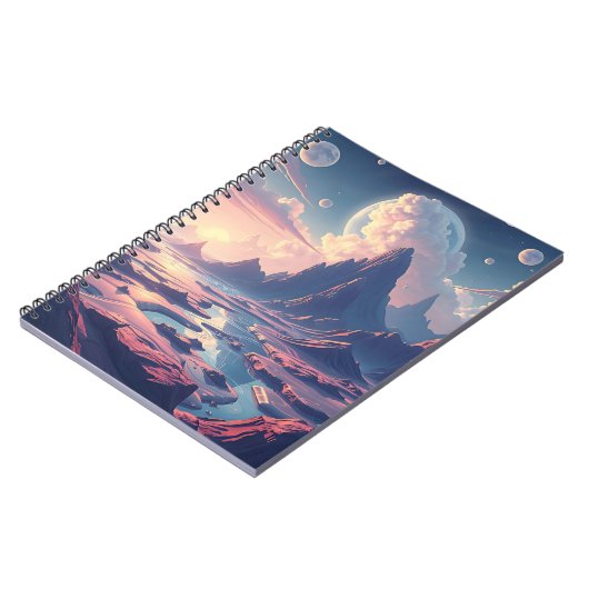 Surrealistische buitenaardse landschap magische we notitieboek (Linkerzijde)