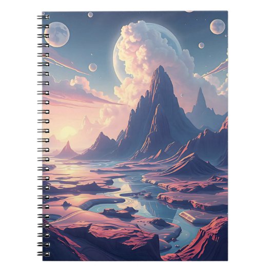 Surrealistische buitenaardse landschap magische we notitieboek (Voorkant)