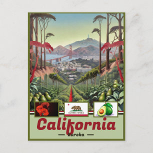 Surrealistische California Dreamscape: Staat Emble Briefkaart