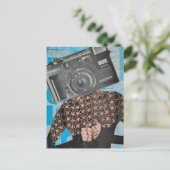 Surrealistische cameraholling collage briefkaart (Staand voorkant)