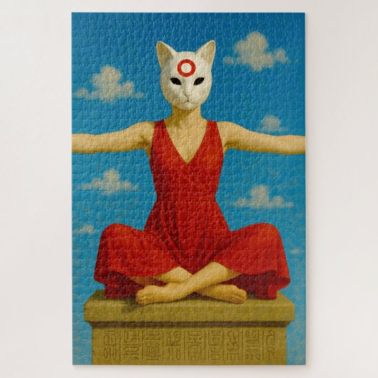 Surrealistische Cat Goddess Puzzel (Verticaal)