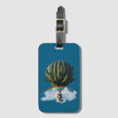 Surrealistische Cat Hete Luchtballon met Cactus & Bagagelabel (Voorkant (verticaal))