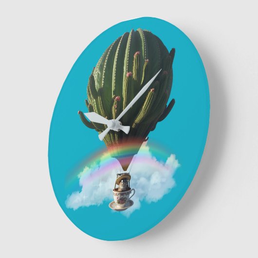 Surrealistische Cat Hete Luchtballon met Cactus &  Grote Klok (Hoek)
