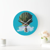 Surrealistische Cat Hete Luchtballon met Cactus & Grote Klok (Huis)