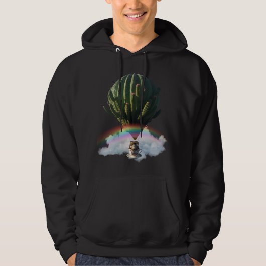 Surrealistische Cat Hete Luchtballon met Cactus &  Hoodie (Voorkant)