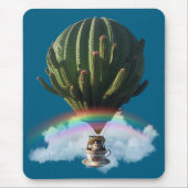 Surrealistische Cat Hete Luchtballon met Cactus &  Muismat (Voorkant)