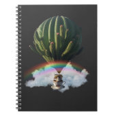 Surrealistische Cat Hete Luchtballon met Cactus &  Notitieboek (Voorkant)