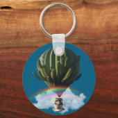 Surrealistische Cat Hete Luchtballon met Cactus &  Sleutelhanger (Voorkant)