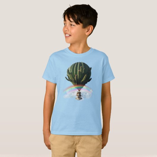 Surrealistische Cat Hete Luchtballon met Cactus &  T-shirt (Voorkant volledig)