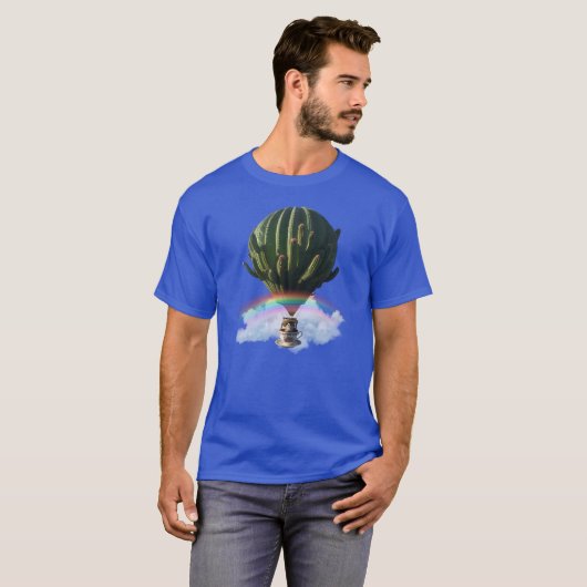 Surrealistische Cat Hete Luchtballon met Cactus &  T-shirt (Voorkant volledig)