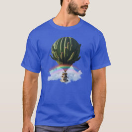 Surrealistische Cat Hete Luchtballon met Cactus &  T-shirt