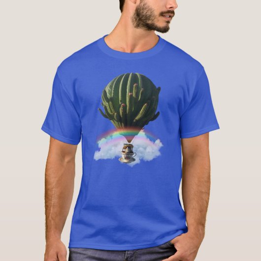 Surrealistische Cat Hete Luchtballon met Cactus &  T-shirt (Voorkant)