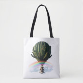 Surrealistische Cat Hete Luchtballon met Cactus &  Tote Bag (Voorkant)
