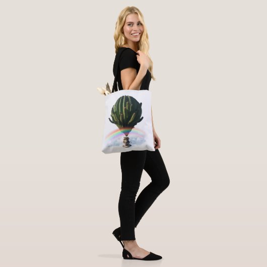 Surrealistische Cat Hete Luchtballon met Cactus &  Tote Bag (Op model)