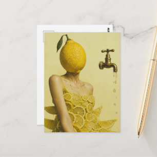 Surrealistische citroendame briefkaart