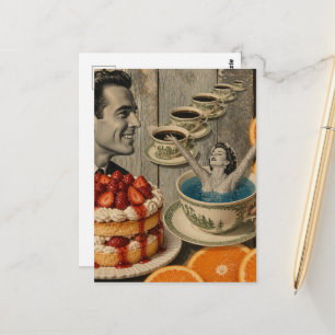 Surrealistische collage Zoete gedachten Koffie Zwe Briefkaart