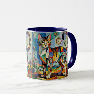 Surrealistische Cubistische Stijl Kat Kunst Mok