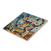 Surrealistische Cubistische Stijl Kat Kunst Tegeltje (Zijkant)