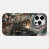 Surrealistische Cyberpunk Stad iPhone Hoesje (Achterkant horizontaal)