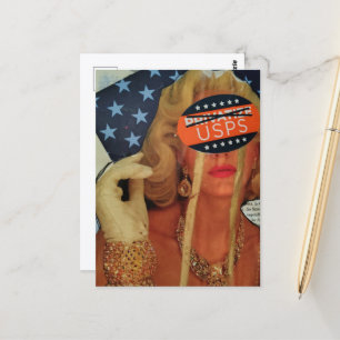 Surrealistische dame huilt gouden tranen collage briefkaart