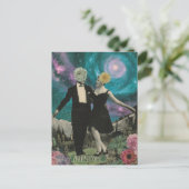 Surrealistische dansende bloem mensen avontuur col briefkaart (Staand voorkant)