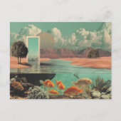 Surrealistische deur in woestijn met onderwater briefkaart (Voorkant)