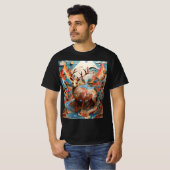 Surrealistische dierendans in Illus Geometria T-shirt (Voorkant volledig)