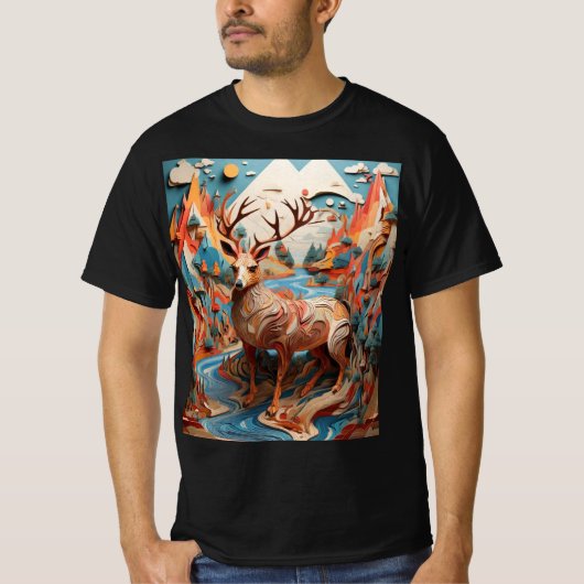 Surrealistische dierendans in Illus Geometria T-shirt (Voorkant)