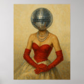 Surrealistische Disco Bal Dame Muurkunst Print | V (Voorkant)