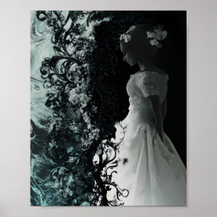 Surrealistische donkere bruid muurkunst  Gotische  Poster