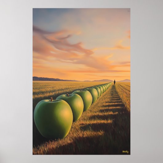 Surrealistische Dreamscape-appels in Twilight Fiel Poster (Voorkant)