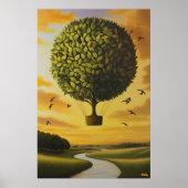 Surrealistische Dreamscape Tree ballon over sereen Poster (Voorkant)