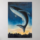 Surrealistische Dreamscape Vis Drijvend Over Urban Poster (Voorkant)