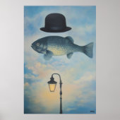 Surrealistische Dreamscape Vis met Bowler Pet Poster (Voorkant)