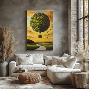 SURREALISTISCHE DROMENLANDSCHAP BOOM BALLON BOVEN  POSTER