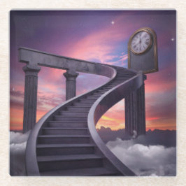 Surrealistische droomachtige landschap bochtige tr glazen onderzetter