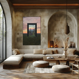 Surrealistische droomachtige toegangspoort tot de poster